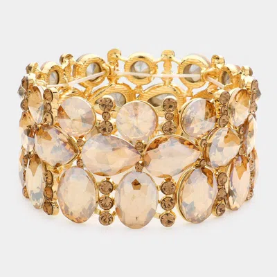 Fashnzfab Multi Stone Cluster Evening Stretch Bracelet Lt Col Topaz