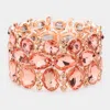 Fashnzfab Multi Stone Cluster Evening Stretch Bracelet Peach In Pink