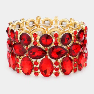 Fashnzfab Multi Stone Cluster Evening Stretch Bracelet Siam