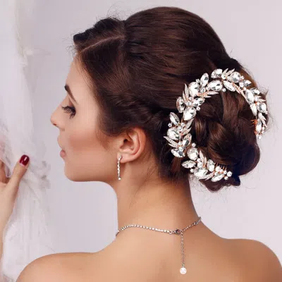 Fashnzfab Multi Stone Cluster Hair Comb In Silver