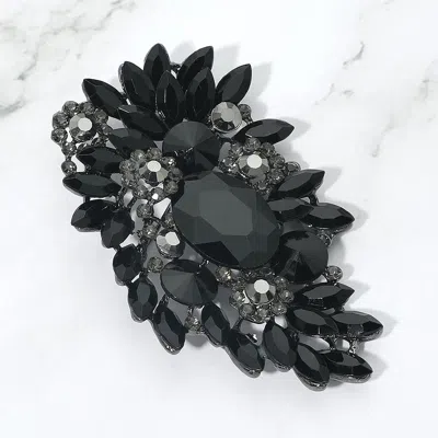 Fashnzfab Multi Stone Cluster Pin Brooch In Black