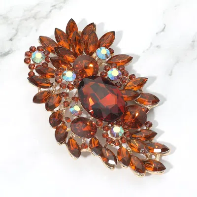 Fashnzfab Multi Stone Cluster Pin Brooch In Burgundy