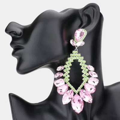 Fashnzfab Multi Stone Cluster Statement Evening Earrings In Green