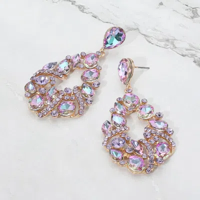 Fashnzfab Multi Stone Cluster Teardrop Dangle Evening Earrings In Silver