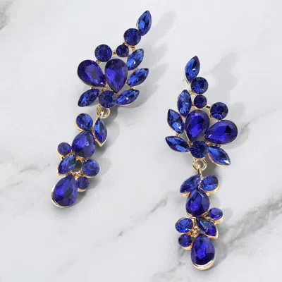 Fashnzfab Multi Stone Cluster Vine Dangle Evening Earrings