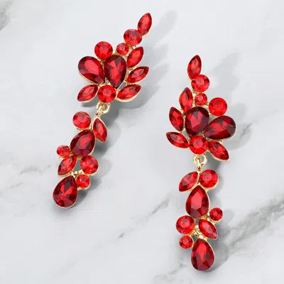 Fashnzfab Multi Stone Cluster Vine Dangle Evening Earrings In Orange