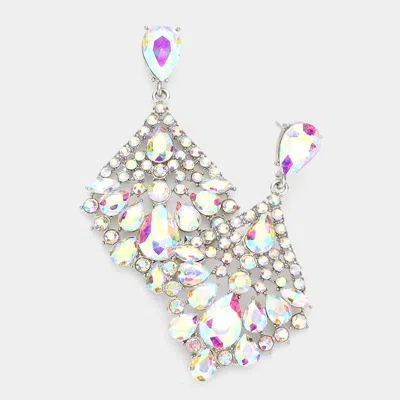 Fashnzfab Multi Stone Dangle Evening Earrings - Ab, Silver In Metallic