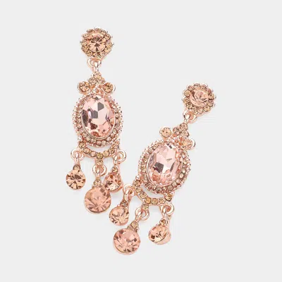Fashnzfab Multi Stone Dangle Evening Earrings - Peach In Brown