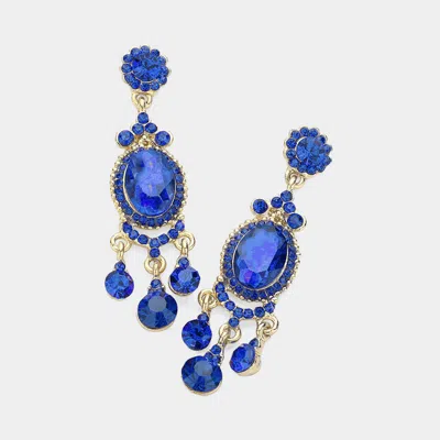 Fashnzfab Multi Stone Dangle Evening Earrings - Sapphire In Blue
