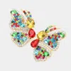 Fashnzfab Multi Stone Embellished Butterfly Earrings In Multi