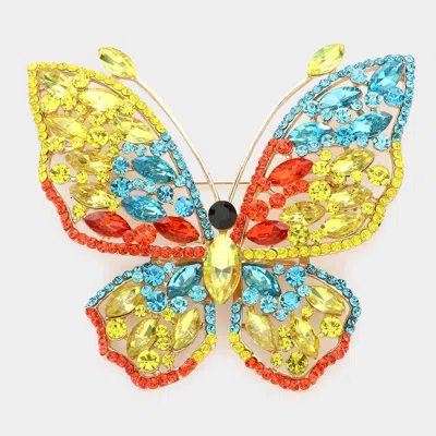 Fashnzfab Multi Stone Embellished Butterfly Pin Brooch