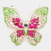 Fashnzfab Multi Stone Embellished Butterfly Pin Brooch In Pink