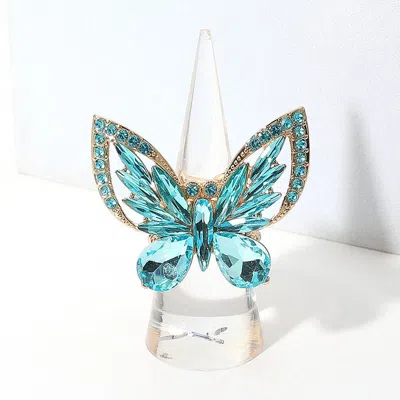 Fashnzfab Multi Stone Embellished Butterfly Stretch Ring