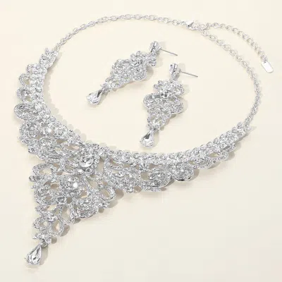 Fashnzfab Multi Stone Embellished Evening Necklace