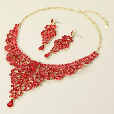 Fashnzfab Multi Stone Embellished Evening Necklace