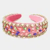 Fashnzfab Multi Stone Embellished Headband In Pink