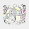 Fashnzfab Multi Stone Embellished Hinged Bracelet Ab, Rhodium In Multi