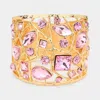 Fashnzfab Multi Stone Embellished Hinged Bracelet Gold, Pink In Multi