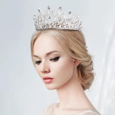 Fashnzfab Multi Stone Embellished Queen Tiara In Metallic