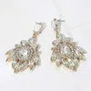 Fashnzfab Multi Stone Evening Earrings In Gold