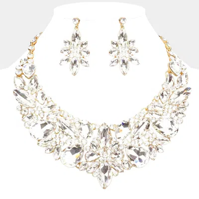 Fashnzfab Multi Stone Evening Necklace In Gold