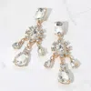 Fashnzfab Multi Stone Link Dangle Evening Earrings - Gold In Gold