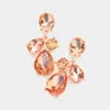 Fashnzfab Multi Stone Link Dangle Evening Earrings In Pink