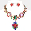 Fashnzfab Multi Stone Link Evening Necklace In Multi