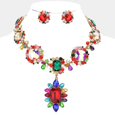 Fashnzfab Multi Stone Link Evening Necklace