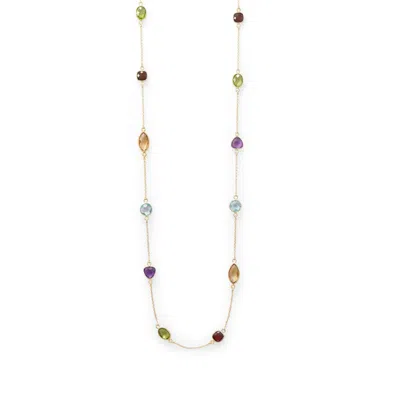 Fashnzfab Multi Stone Madness! 25" 14 Karat Gold Plated Multi Stone Necklace In Pink