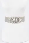 Fashnzfab Multi Stone Metallic Straw Stretch Plus Size Belt In Silver