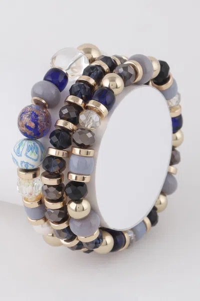 Fashnzfab Multi Stone N Bead Bracelets In Blue