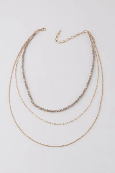 Fashnzfab Multi Stone N Link Chain Necklace In Brown