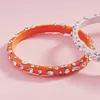 Fashnzfab Multi Stone Paved Bangle Bracelet Orange In Orange
