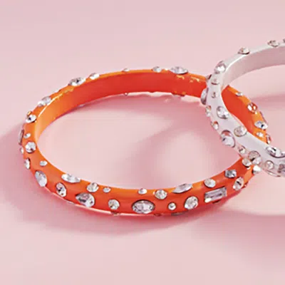 Fashnzfab Multi Stone Paved Bangle Bracelet Orange