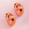 Fashnzfab Multi Stone Paved Teardrop Earrings - Orange In Pattern