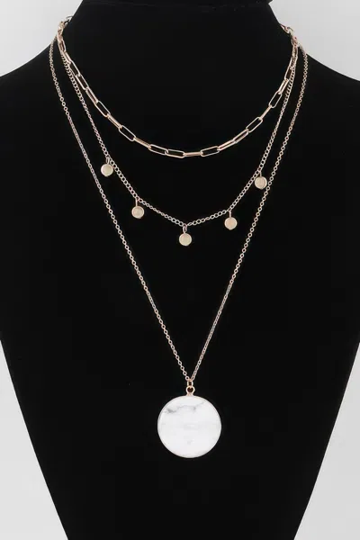 Fashnzfab Multi Stone Pendant Chain Necklace In Black