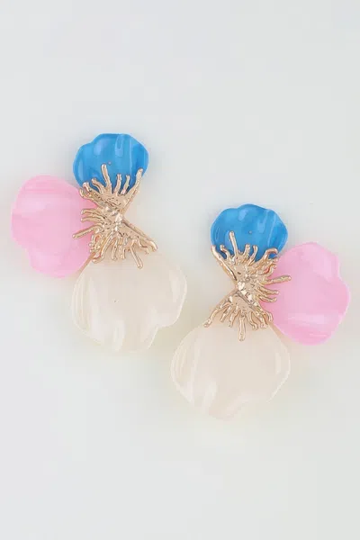 Fashnzfab Multi Stone Scale Flower Earrings