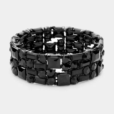 Fashnzfab Multi Stone Stretch Evening Bracelet In Black