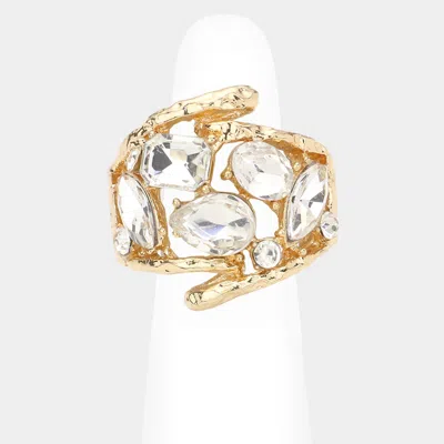 Fashnzfab Multi Stone Stretch Ring In Gold