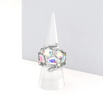 Fashnzfab Multi Stone Stretch Ring In Metallic