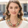 Fashnzfab Multi Strand Beaded Statement Necklace In Multi