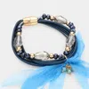Fashnzfab Multi Strand Cord Beaded Mesh Magnetic Bracelet Blue In Blue