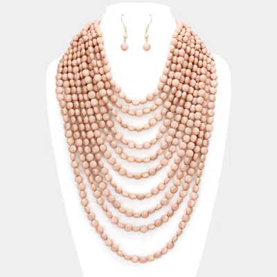 Fashnzfab Multi Strand Faceted Beaded Necklace In Pink