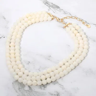 Fashnzfab Multi Strand Marbled Resin Ball Beaded Layered Statement Necklace