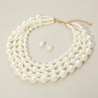 Fashnzfab Multi-strand Pearl Statement Necklace
