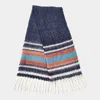 Fashnzfab Multi Stripe Cozy Scarf With Fringe In Blue