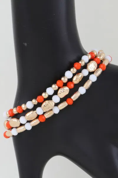 Fashnzfab Multi Tone Stone Beaded Bracelet In Orange