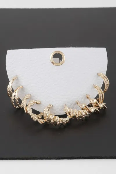 Fashnzfab Multi Twisted Hoop Earrings Set In Gold