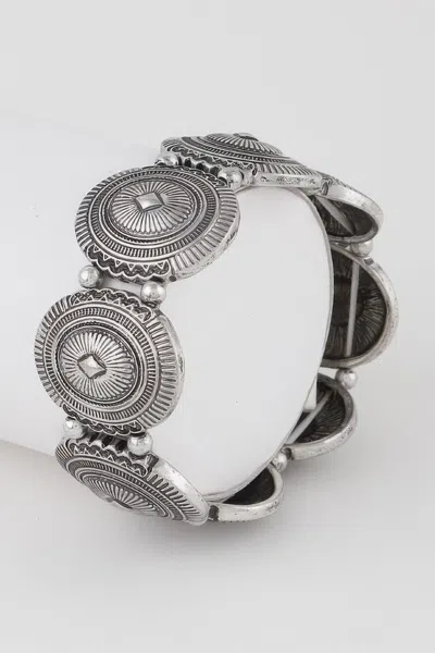 Fashnzfab Multi Vintage Plate Cuff Bracelet In Silver